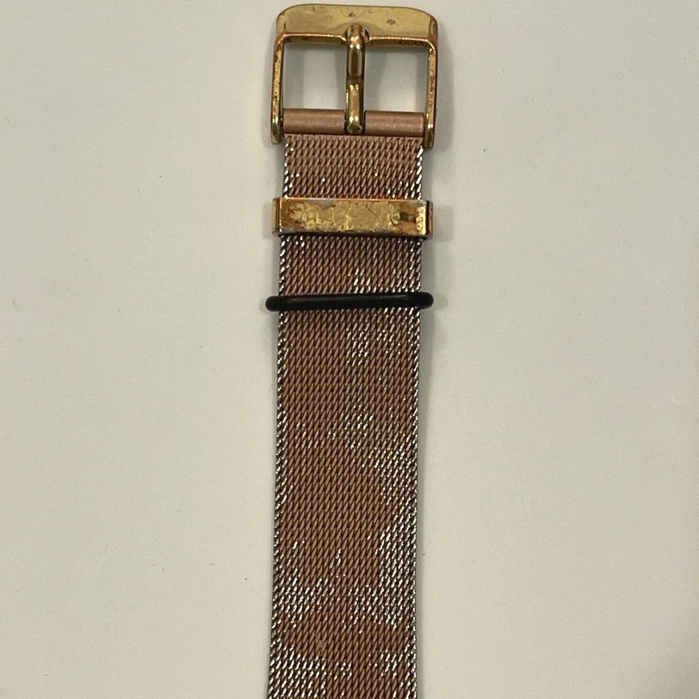 Rose Gold Mesh Band Minimalist Crystal Accent Analog Watch MSPCI